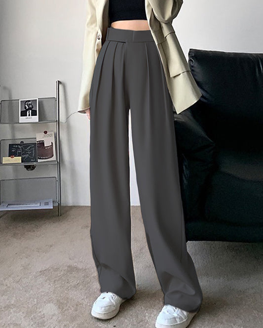 OVERLAP WAISTBAND PLEATED PANTS