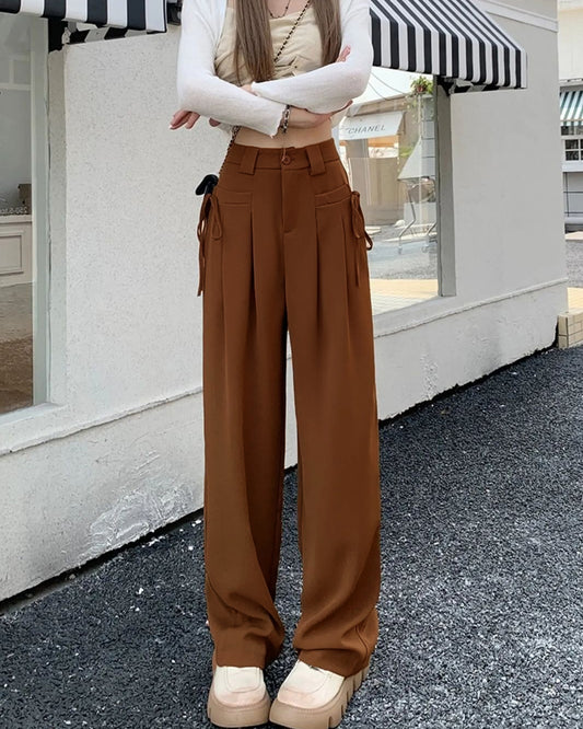 DRAWSTRING ACCENT PLEATED TROUSERS