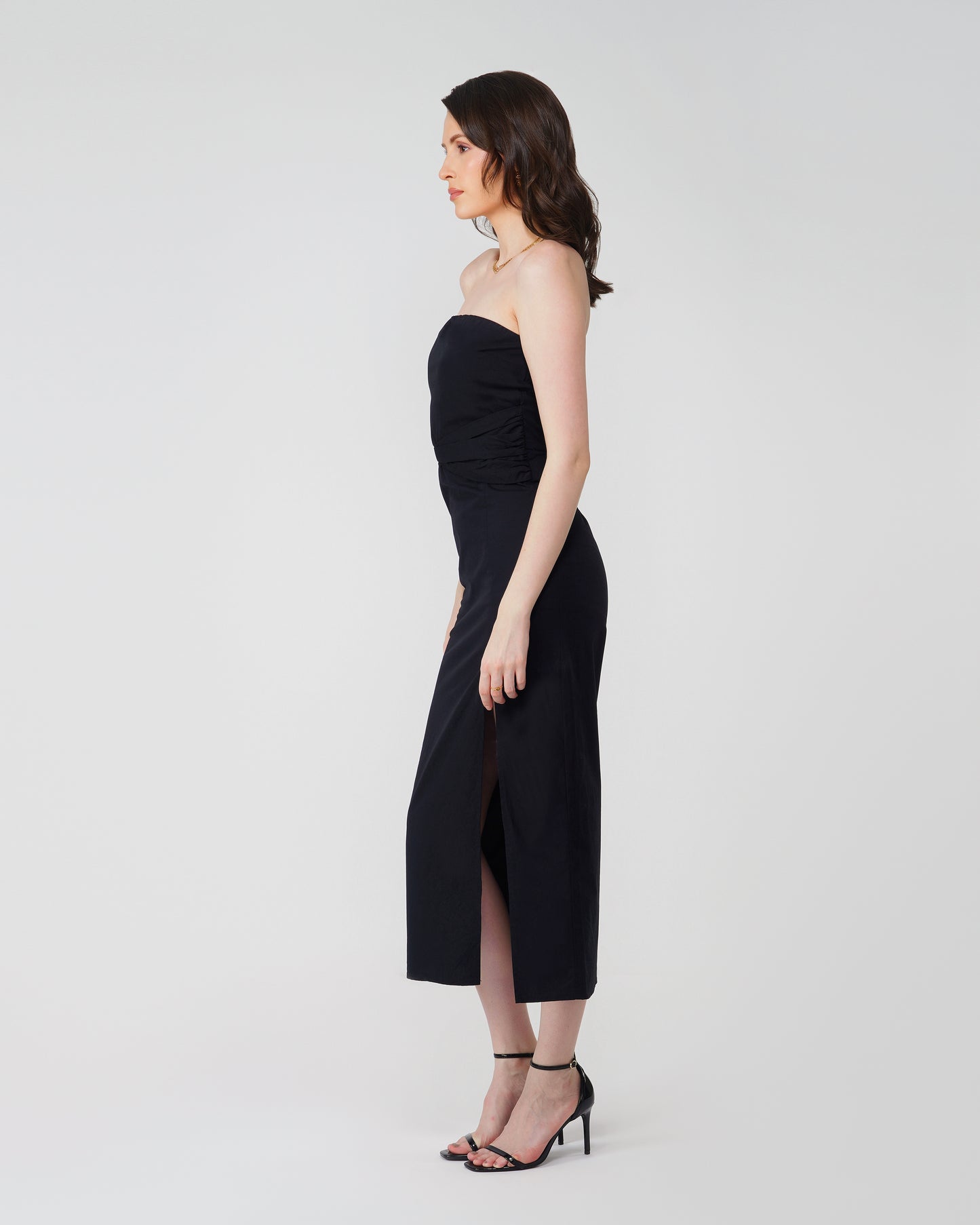 STRAPLESS MIDI DRESS - 100% COTTON