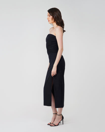 STRAPLESS MIDI DRESS - 100% COTTON