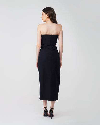 STRAPLESS MIDI DRESS - 100% COTTON