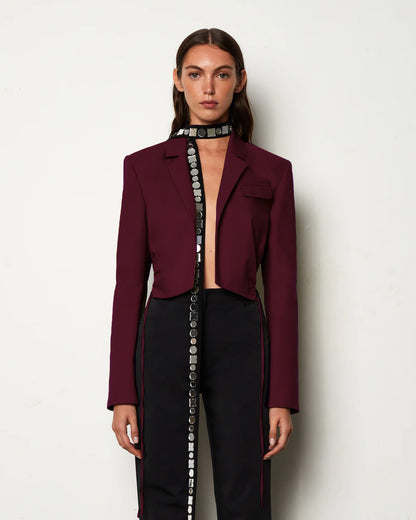 SIDE RUCHING CROPPED BLAZER