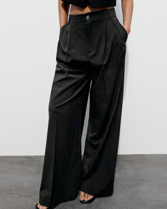 PLEATED WIDE LEG PANTS