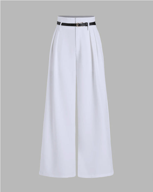 BELTED PLEATED PANTS
