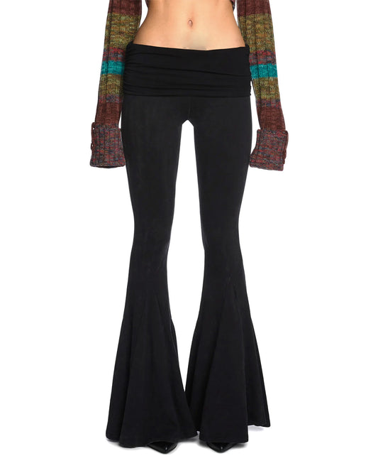 BLACK RUCHED BOOTCUT PANTS