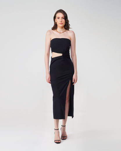 STRAPLESS MIDI DRESS - 100% COTTON