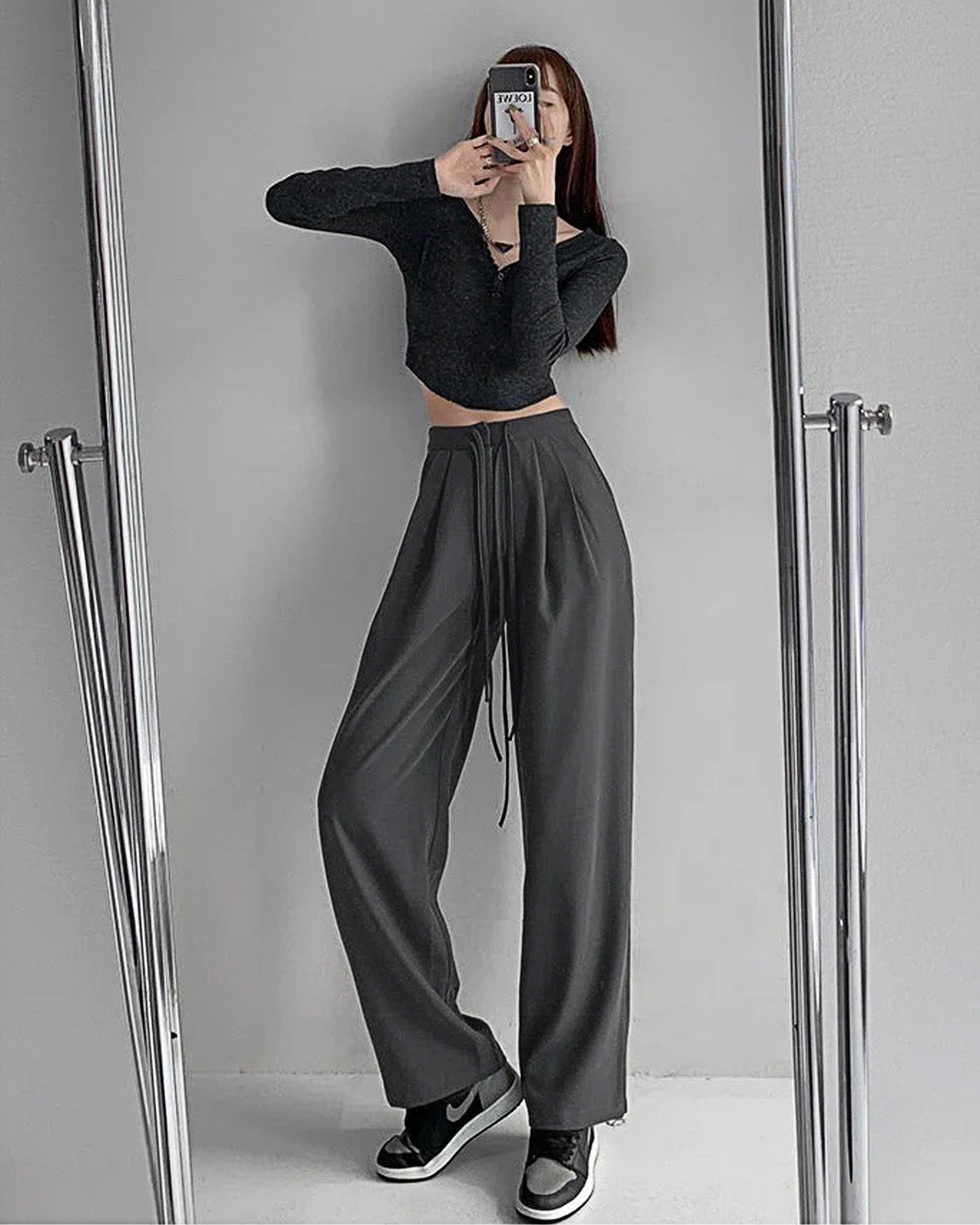 DRAWSTRING PLEATED PANTS