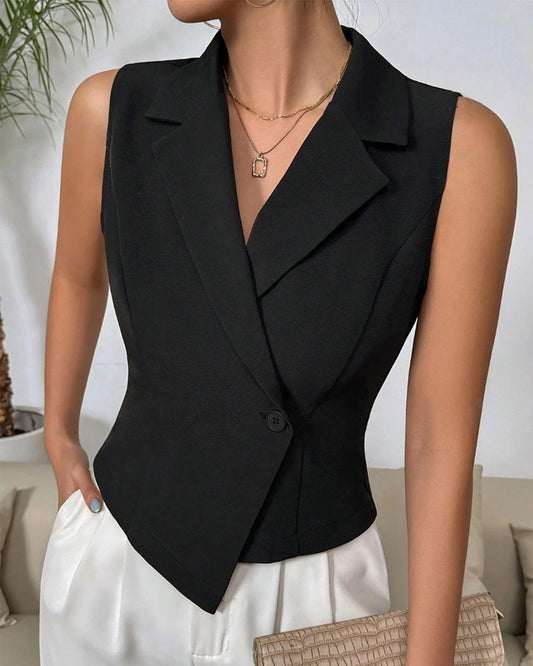 BLACK NOTCH COLLAR WAIST COAT