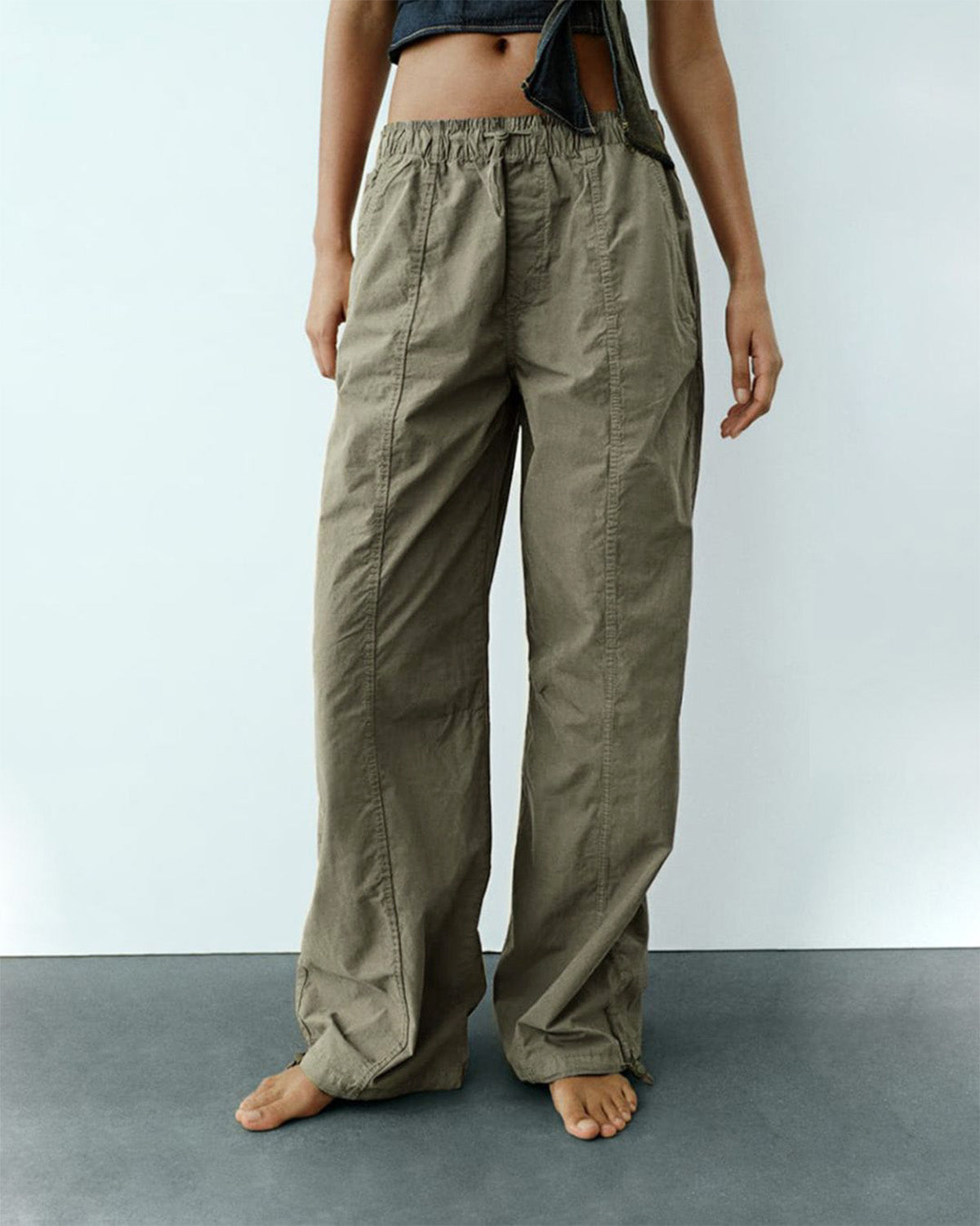 DRAWSTRING DETAIL PARACHUTE PANTS