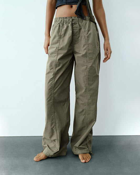 DRAWSTRING DETAIL PARACHUTE PANTS