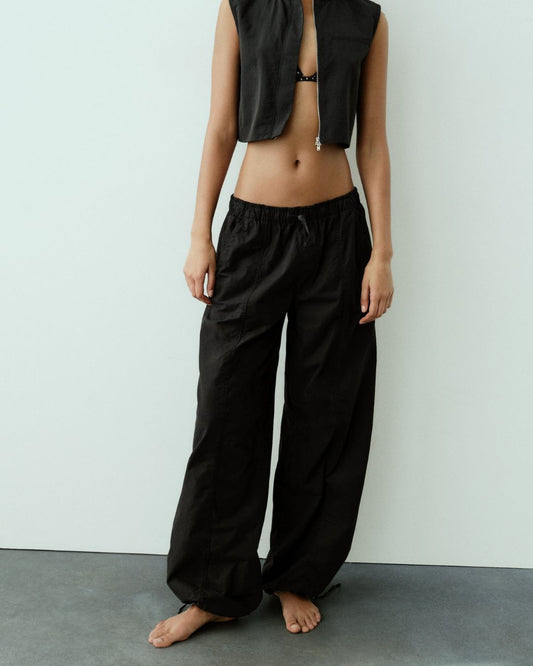 DRAWSTRING DETAIL PARACHUTE PANTS