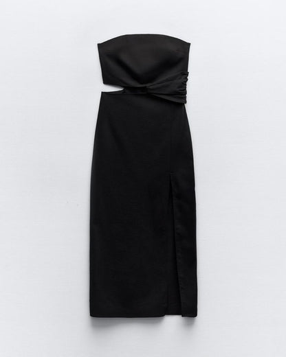 STRAPLESS MIDI DRESS - 100% COTTON