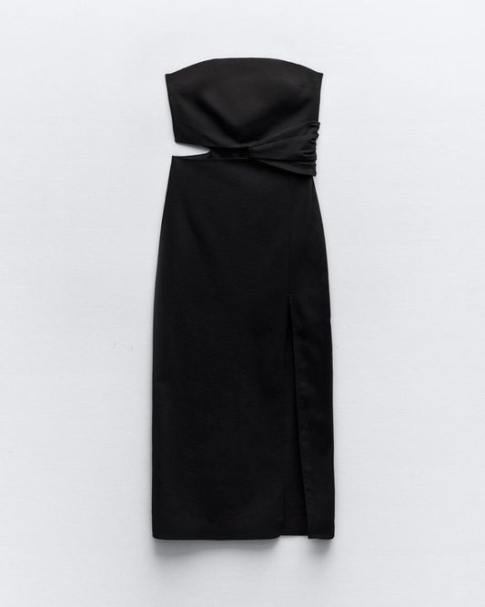 STRAPLESS MIDI DRESS - 100% COTTON