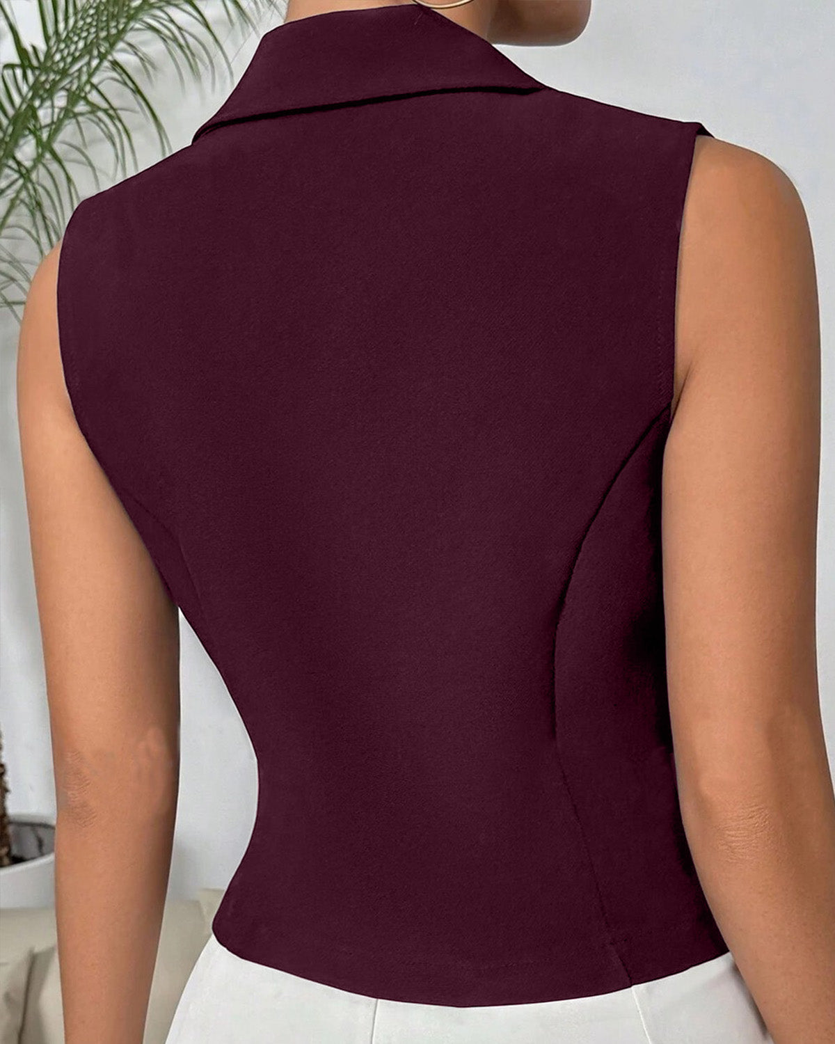 MAROON NOTCH COLLAR WAIST COAT