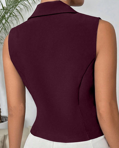 MAROON NOTCH COLLAR WAIST COAT