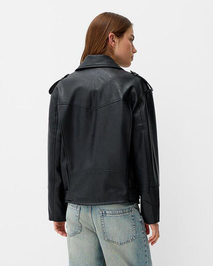 BELTED ZIP-UP BIKER JACKET