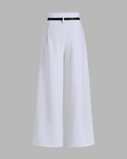 BELTED PLEATED PANTS
