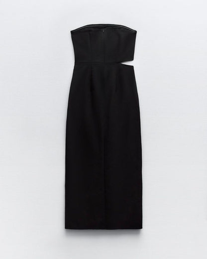 STRAPLESS MIDI DRESS - 100% COTTON