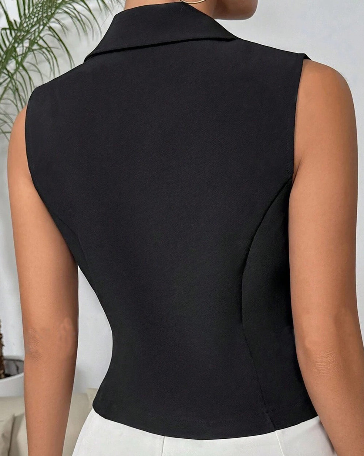 BLACK NOTCH COLLAR WAIST COAT