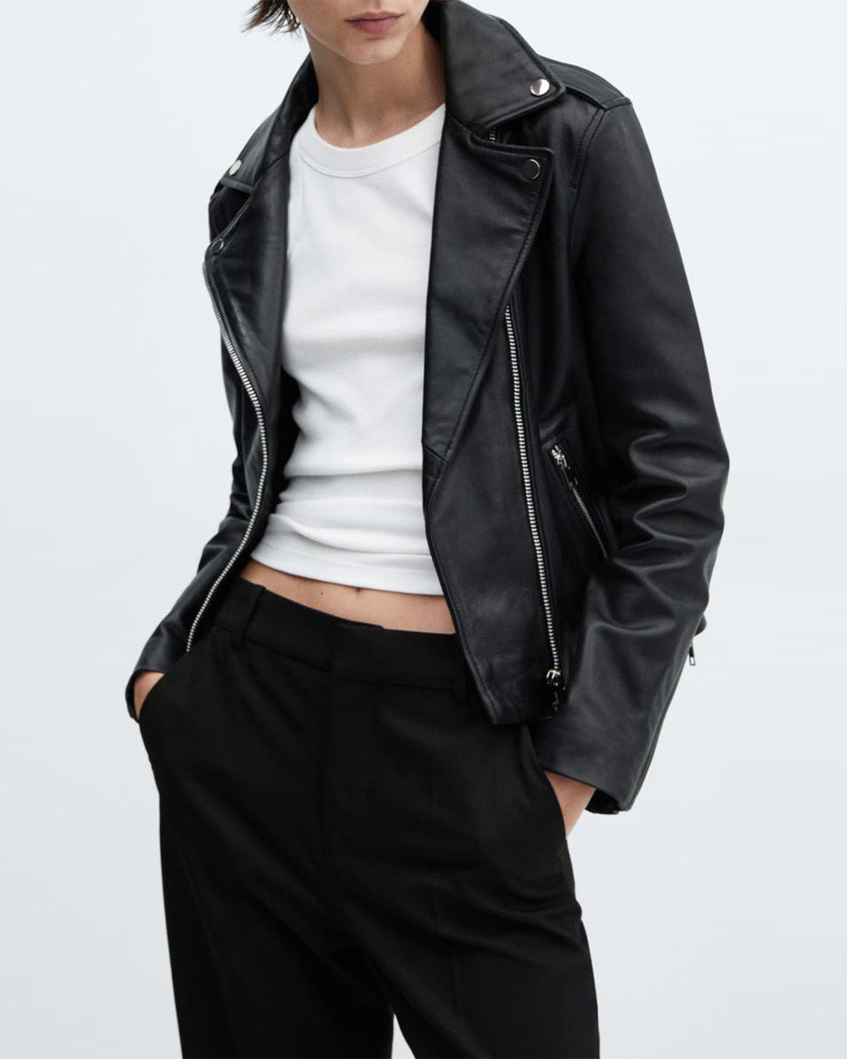 TEXTURED ZIP-UP BIKER JACKET