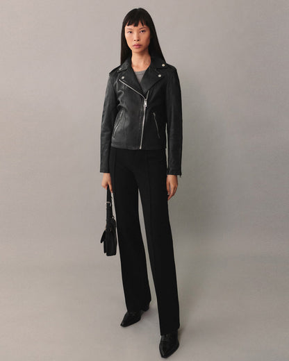 TEXTURED ZIP-UP BIKER JACKET