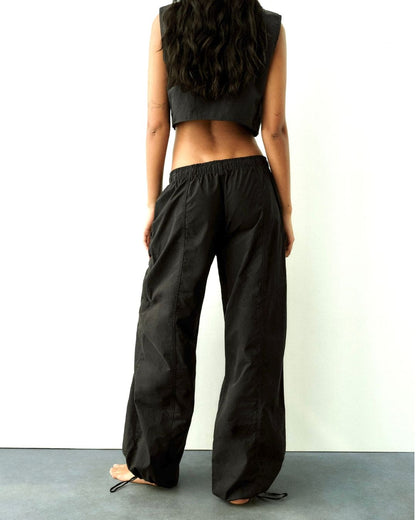 DRAWSTRING DETAIL PARACHUTE PANTS