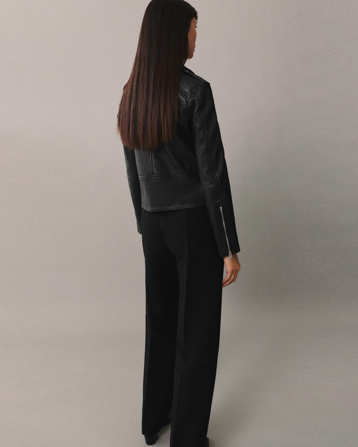 TEXTURED ZIP-UP BIKER JACKET