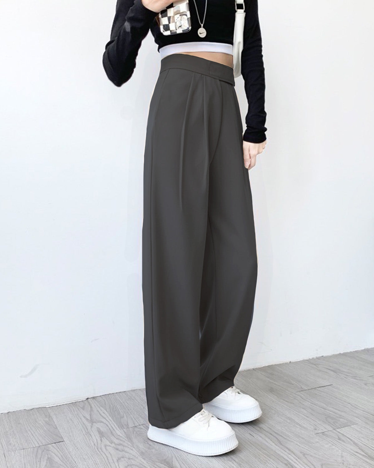 OVERLAP WAISTBAND PLEATED PANTS