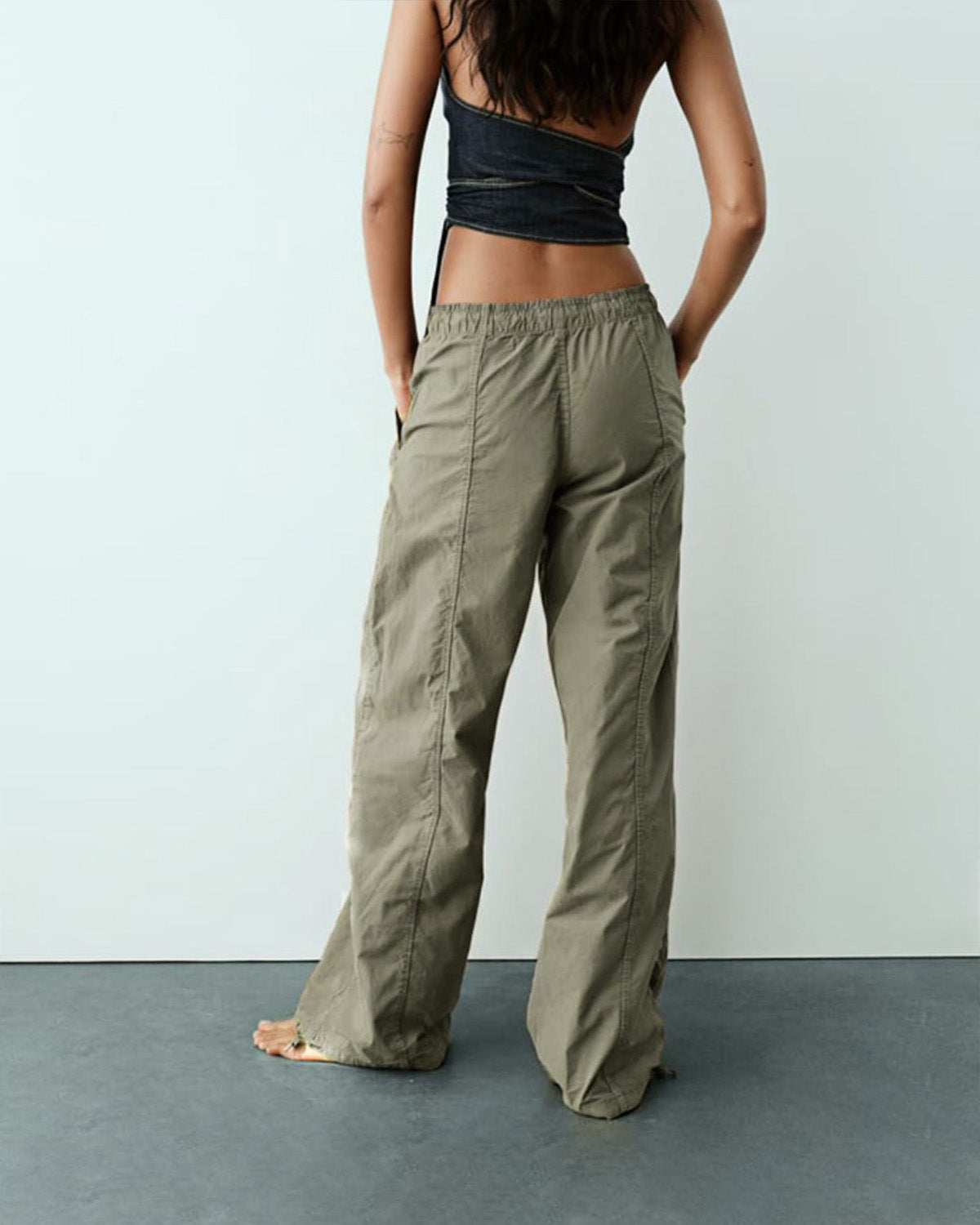 DRAWSTRING DETAIL PARACHUTE PANTS