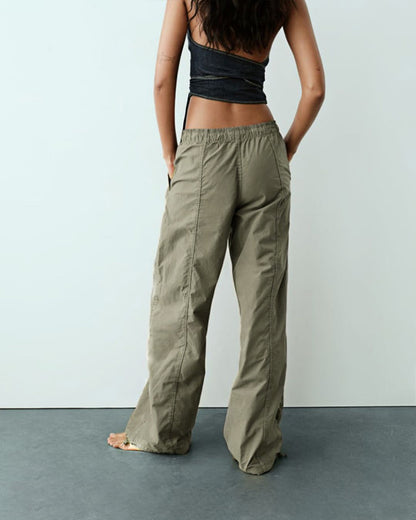 DRAWSTRING DETAIL PARACHUTE PANTS