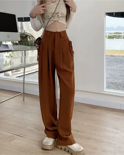 DRAWSTRING ACCENT PLEATED TROUSERS