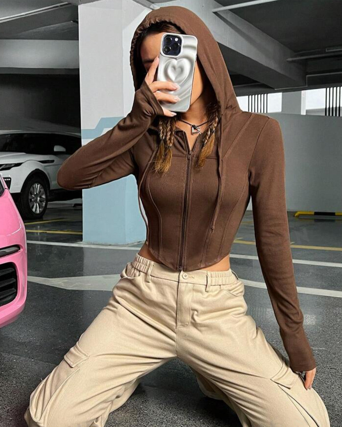 ZIP-UP CROPPED HOODIE