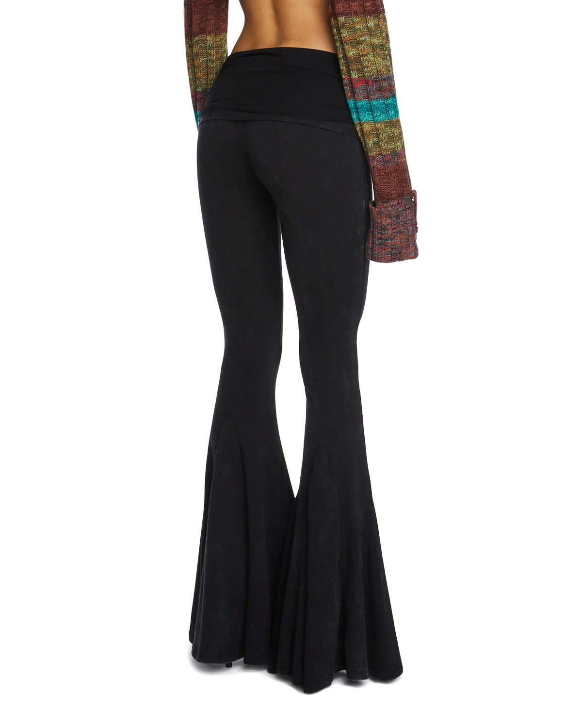 BLACK RUCHED BOOTCUT PANTS