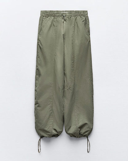 DRAWSTRING DETAIL PARACHUTE PANTS