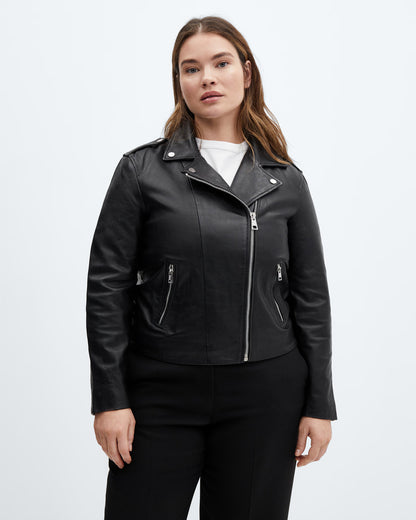 TEXTURED ZIP-UP BIKER JACKET
