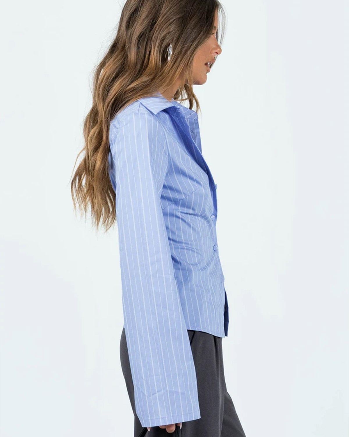 PINSTRIPES FLARED SLEEVES SHIRT