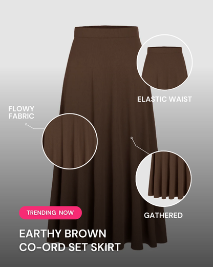 EARTHY BROWN CO-ORD SET SKIRT