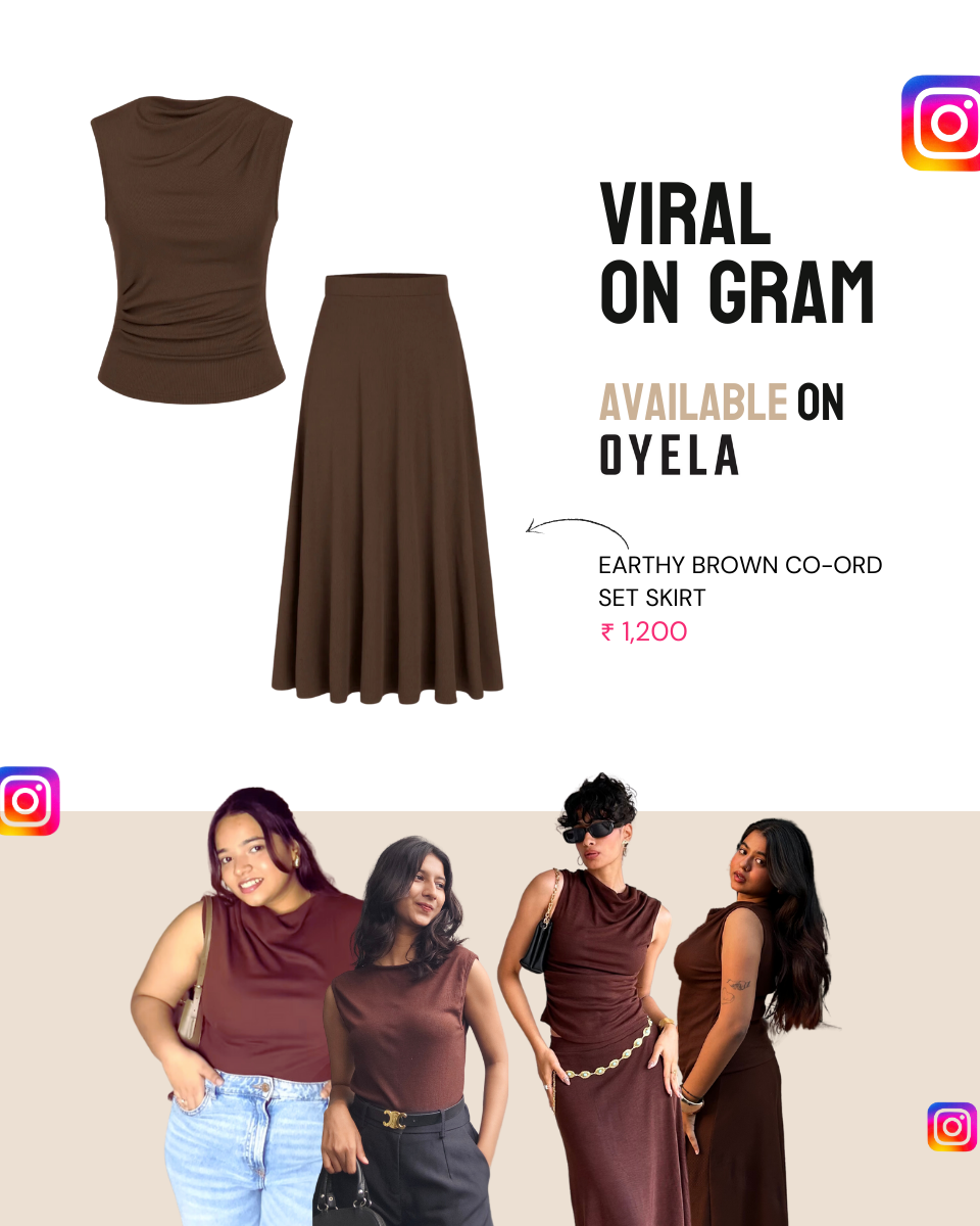 EARTHY BROWN CO-ORD SET SKIRT