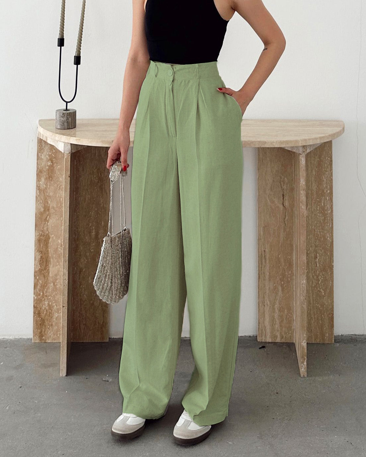 INVERTED PLEAT SOLID PANTS