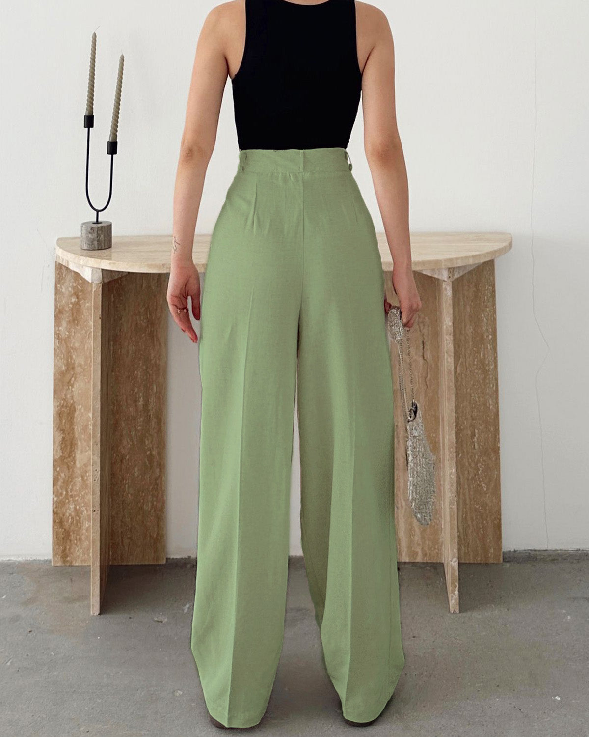INVERTED PLEAT SOLID PANTS
