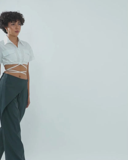 WIDE LEG TROUSERS WITH WRAP AROUND