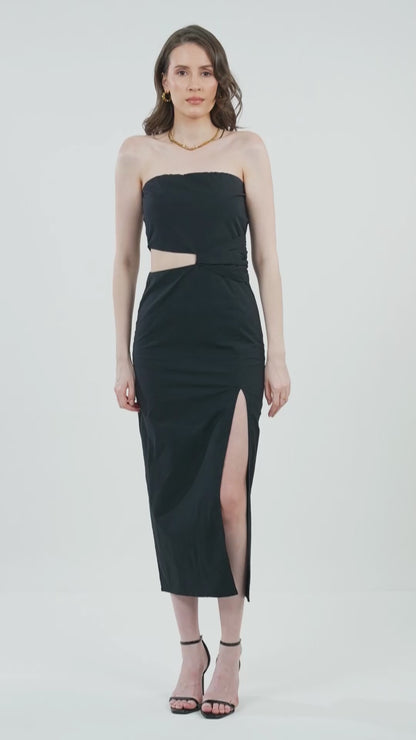 STRAPLESS MIDI DRESS - 100% COTTON